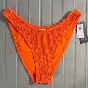 Wild Fable Low Rise Extra High Leg Cheeky Bikini Bottom Womens Medium Orange NWT